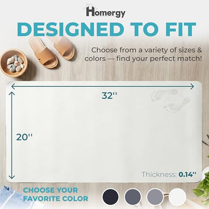 Homergy Bath Mat for Bathroom Non Slip, Quick Dry, 20x32 in, White - color: White, size: 20" x 32"