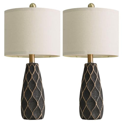 Small Table Lamps Set of 2 for Living Room, 20.25" Black Bedside Boho Lamps - color: Black, size: Small - 20.75''