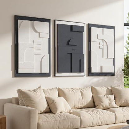 JACUKO Large Wall Art 3D Textured Modern Abstract 3-Piece 24x36 Inch - size: 24"W x 36"H x 3Pcs