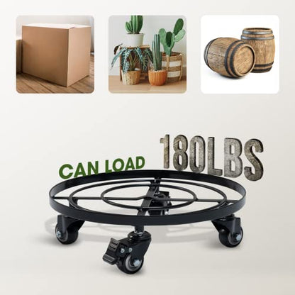 Idzo Round Heavy Duty Plant Caddy with Wheels, Cast Iron Plant Dolly, Plant Stand with Wheels, Load Capacity 180 Lbs, Repositioning Heavy Pots, Hauling Heavy Household Items, 14 Inch - Black - color: ROUND CAST IRON BLACK, size: 14 INCH
