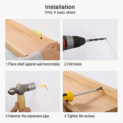 HOMWOO Floating Shelves Natural Wood Wall Shelves Wall Mounted Picture Ledge for Home, Living Room, Bedroom, Bathroom, Office,24 Inches - size: 24 inches