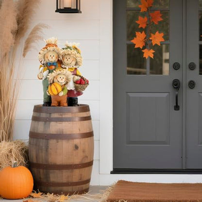 Hodao Fall Scarecrow Family Figurine, Autumn Harvest Thanksgiving Decor - color: Scarecrow Family Figurines