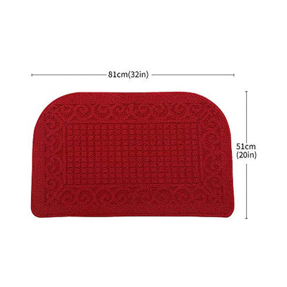 COSY HOMEER 32x20 Half Round Kitchen Rug,Non Slip Washable Mat,Burgundy 1PC - color: Burgundy, size: 1'8" x 2'8" (Semicircular)