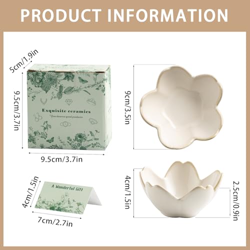 Mecaikru Ceramic Jewelry Tray, 3.5 in Flower Ring Dish with Gift Box & Card - color: white