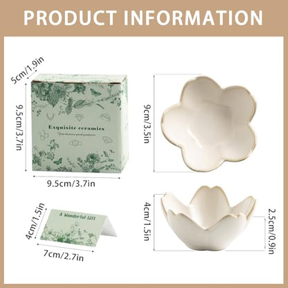 Mecaikru Ceramic Jewelry Tray, 3.5 in Flower Ring Dish with Gift Box & Card - color: white