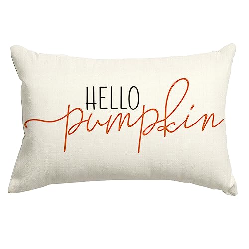 RABUSOFA Fall Pillow Covers 12x20 Pumpkin Decor Fall Decorations for Home - color: White, size: 20" x 12" (Pack of 1)