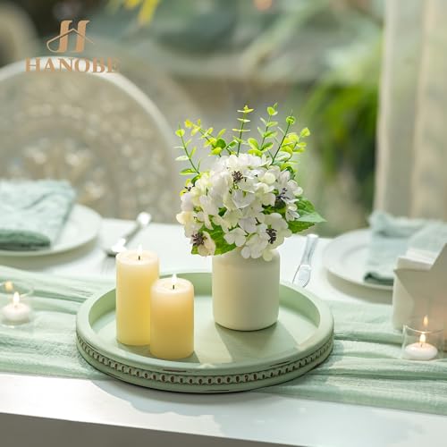 Hanobe Sage Green Decor Tray, Beaded Edge & Distressed Finish - color: Sage Green