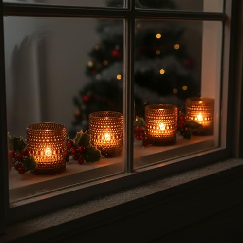 48 Pack Votive Candle Holders, Amber Candles Holders for Christmas - color: Amber, size: 2x2.5IN