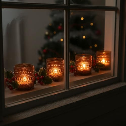 48 Pack Votive Candle Holders, Amber Candles Holders for Christmas - color: Amber, size: 2x2.5IN