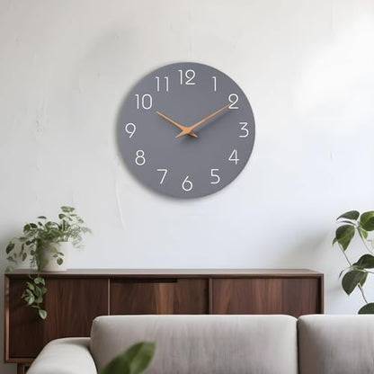Mosewa Wall Clock 14" Battery Operated Silent Non-Ticking Simple Modern - color: C_gray, size: 14 Inch