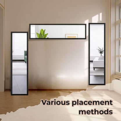 LFT HUIMEI2Y Door Mirror Full Length, Wall-Mounted Mirror Black 50" x14" - color: Black