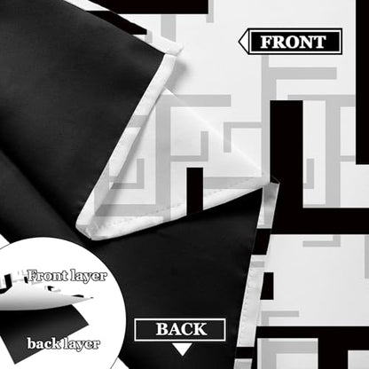 Black and White Modern Blackout Curtains, 52 x 84 Inch, Grommet, 2 Panels - color: P2-black, size: 52"W x 84"L (Pack of 2)