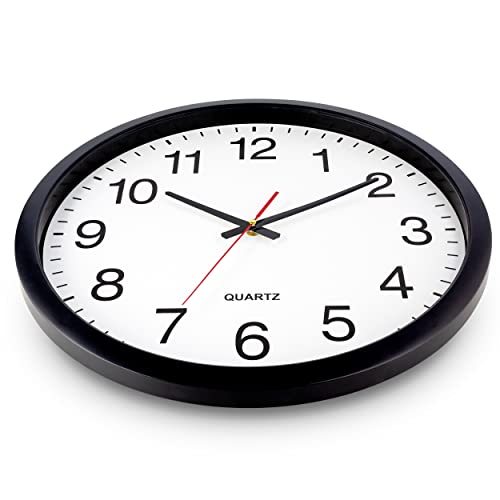 Bernhard Products Black Wall Clock Silent Non Ticking - XL 18 Inch Quality Quartz Battery Operated Round Easy to Read Home/Office/Classroom/School Clock - size: 18 Inch