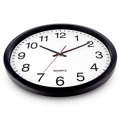 Bernhard Products Black Wall Clock Silent Non Ticking - XL 18 Inch Quality Quartz Battery Operated Round Easy to Read Home/Office/Classroom/School Clock - size: 18 Inch