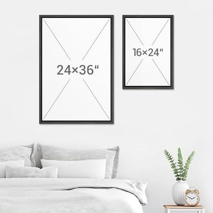 SIGNWIN Framed Canvas Print Wall Art Set Moody Sunset Lake Reflection Landscape Illustrations Modern Art Minimal Boho Relax/Calm for Living Room, Bedroom, Office - 16"x24"x2 Black - color: A29-2604-m09, size: 16"x24"x2 Panels Black