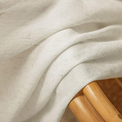 Linen Sheer Curtains for Living-Room Window Draperies 52"x108" 2 Pack Taupe - color: Natural (Taupe), size: 52"W x 108"L (Pack of 2)