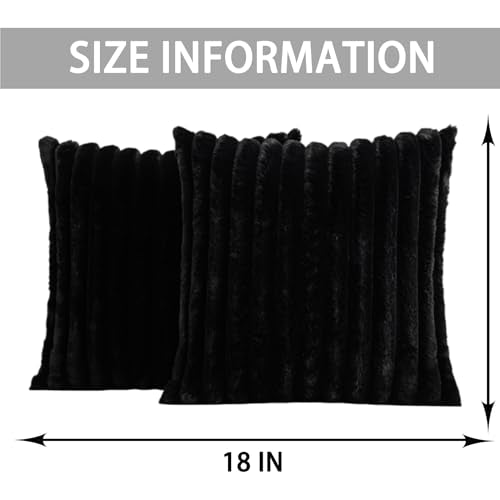 Aegero Pack of 2 Faux Fur Christmas Throw Pillow Covers 18x18 Inch, Black - color: Black, size: 18" x 18" (Pack of 2)