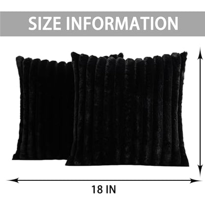 Aegero Pack of 2 Faux Fur Christmas Throw Pillow Covers 18x18 Inch, Black - color: Black, size: 18" x 18" (Pack of 2)