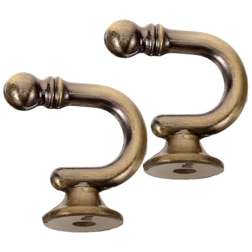 GARVALON Vintage Zinc Alloy Curtain Holdback Hooks, E-Shaped Round Head Wall Mounted Drapery Tiebacks for Living Room and Bedroom, Antique Bronze Finish, 1 Pair Window Curtain Holders