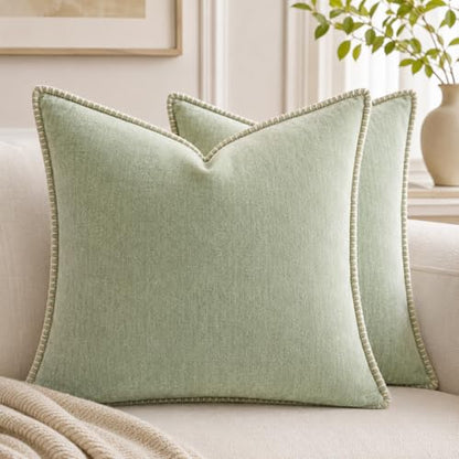 Decorative Throw Pillow Covers 18x18Inch, Pack of 2 Green - color: Chenille-green