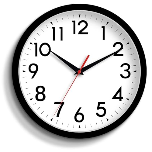 DAXSMY 14 Inch Wall Clock, Battery Operated Silent Non Ticking - color: A-black, size: 14"