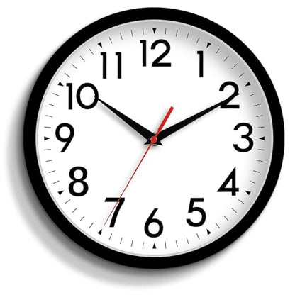 DAXSMY 12 Inch Wall Clock, Battery Operated Silent Non Ticking - color: A-black, size: 12"