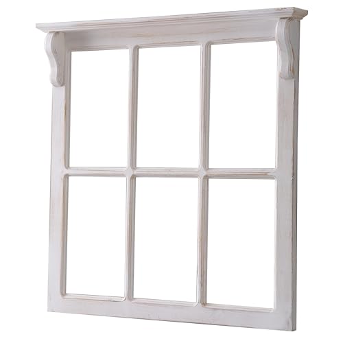 Sintosin Farmhouse Window Frames Wall Decor 29 X 30 Inch, Distressed White - color: White, 29.1" x 30.3"