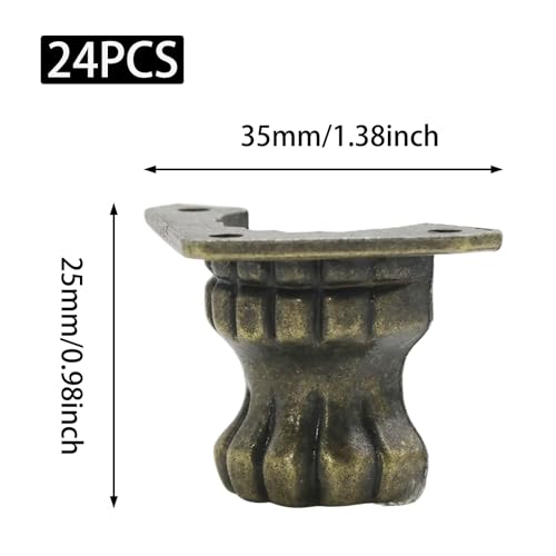 24Pcs Antique Brass Box Legs Feet Corner Protectors with Screws - size: StyleD