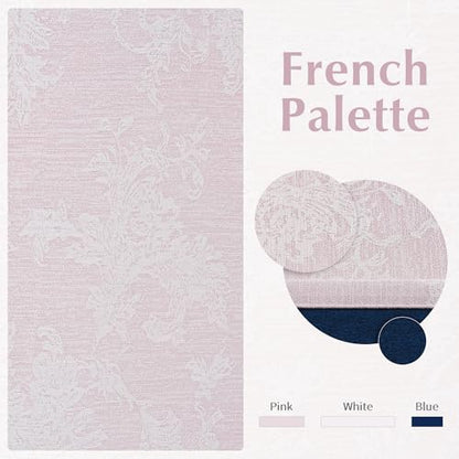 FMFUNCTEX Pink Floral Jacquard Blackout Curtains, 52X63 Inches, 2 Panels - color: Pink, size: 52"W x 63"L (Pack of 2)