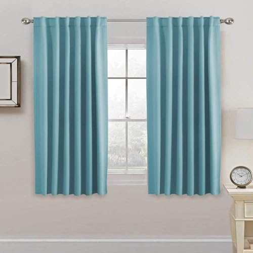 H.VERSAILTEX Blackout Curtains Thermal Insulated Window Treatment Panels Room Darkening Blackout Drapes for Living Room Back Tab/Rod Pocket Bedroom Draperies, 52 x 63 Inch, Solid Aqua, 2 Panels - color: Aqua, size: 52"W x 63"L (Pack of 2)