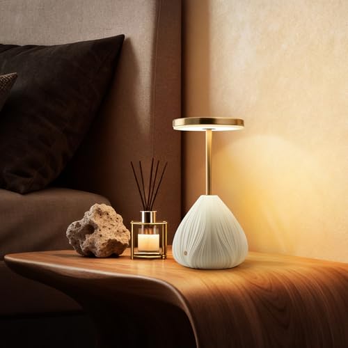 RONDURE Ceramic Cordless Rechargeable Touch Dimmable Table Lamp