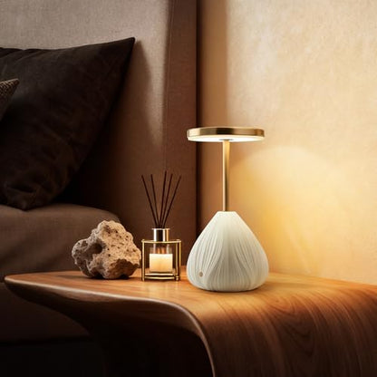 RONDURE Ceramic Cordless Rechargeable Touch Dimmable Table Lamp