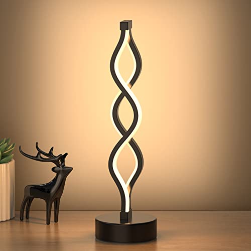 NUÜR Black Infinity Spiral LED Table Lamp, Dimmable Bedside Lamp - color: Black