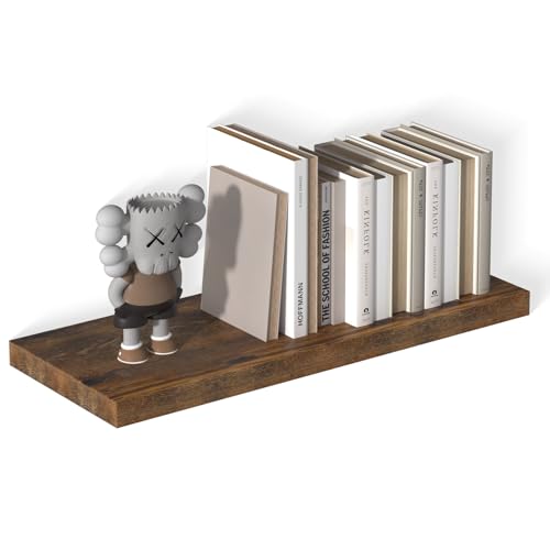 30" W x 12" D Large Floating Shelves for Wall Deep Floating Shelves for Wall 1 Pack Floating Shelf Large Storage Space Wall Mount Shelf for Living Room Kitchen Bathroom Rustic Brown - color: Rustic Brown, size: 30 Inch
