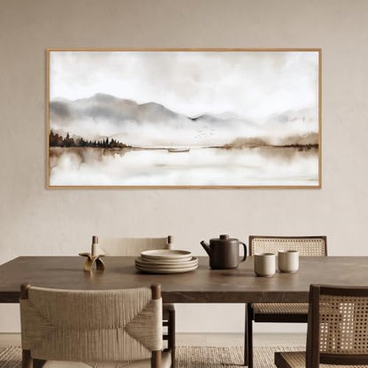DRACIT Neutral Abstract Mountain Framed Canvas Print Wall Art Set-40"x20" - color: Natural Landscape Wall Art, size: 40"L x 20"W