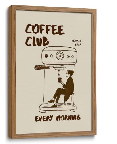 Funny Framed Coffee Wall Art Coffee Bar Decor Sign for Kitchen 16x24 inch - color: coffee, size: 24"L x 16"W
