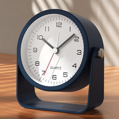 AYRELY® 3.5" Small Analog Travel Alarm Clock, Battery Operated Desk Clock - color: Navy Blue