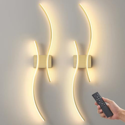 Wireless Wall Sconces Set of Two, Dimmable, 3CCT, Up to 65H Runtime - color: Brushed Brass, size: 23.6 inches (2 Pack)