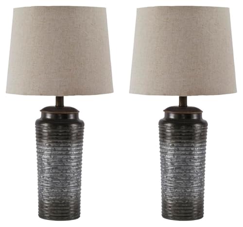 Signature Design by Ashley Norbert Living Room Table Lamp Set of 2, Gray - color: Gray