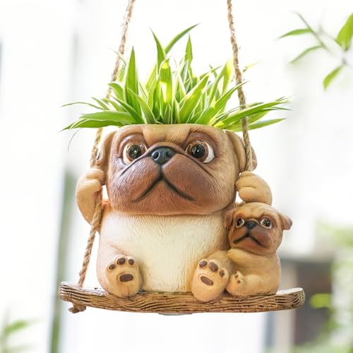 Saysmile Unique Resin Plant Hangers Outdoor Gift Ideas for Mother - color: Dog-brown