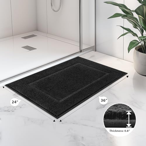 anllugs Bathroom Rugs, 24" x 36" Soft Bath Rugs, Black - color: Black, size: 24" X 36"
