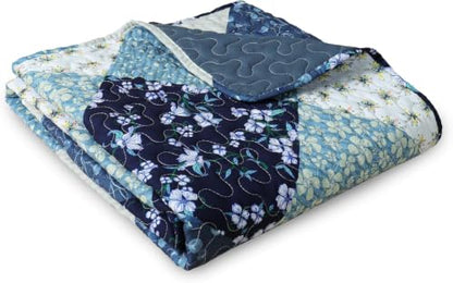 Exclusivo Mezcla 60"x 80" Boho Quilted Throw Blanket, Dark Blue Quilt Throw - color: Bohemian Patchwork Blue, size: 60 x 80 inch