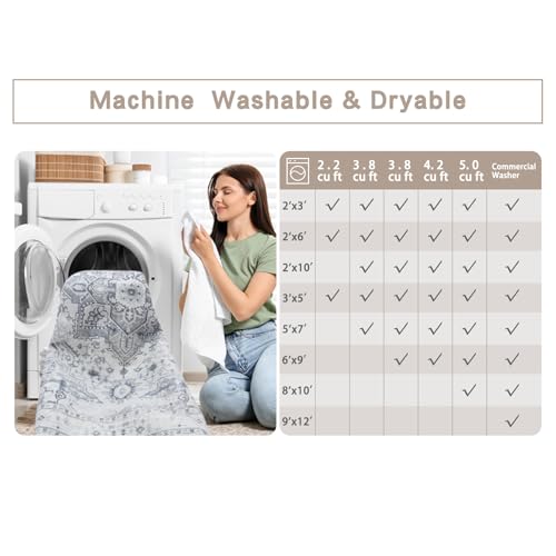 Washable Rugs 5x7 Area Rugs for Living Room,Bedroom,Dining Room,Playroom - color: Grey/Cream/White/Light Blue, size: 5' x 7' (Rectangular)