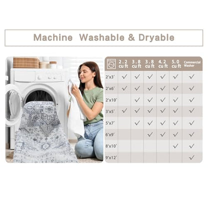 Washable Rugs 5x7 Area Rugs for Living Room,Bedroom,Dining Room,Playroom - color: Grey/Cream/White/Light Blue, size: 5' x 7' (Rectangular)