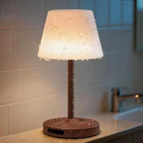 SAIWEYA Outdoor Waterproof Shower Lamp, 5200mAh Rechargeable Bathroom Lamp - color: Dark Walnut, size: 5200mAh