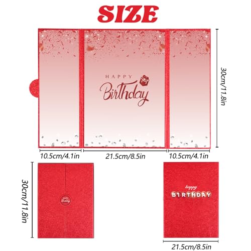 Crenics Red Happy Birthday Guest Signature Book Alternative 18" x 12" - color: Red