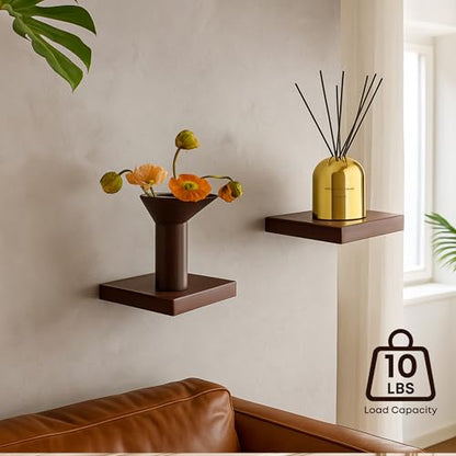 Small Floating Shelves for Wall Set of 4, 6 Inch Square Shelves,Dark Walnut - color: Dark Walnut, size: 6 Inch-4 Pcs