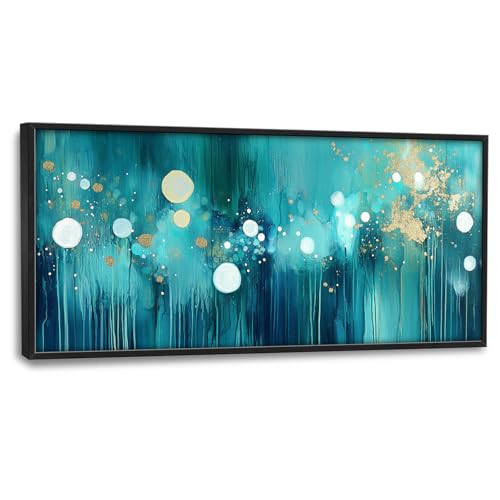 Lovira Abstract Green Gold Large Wall Art Canvas Wall Decor Pictures Prints Painting Framed Home Artwork for Living Room Bathroom Bedroom Kitchen Office 30"x60" - color: Teal Gold, size: 60"L x 30"W