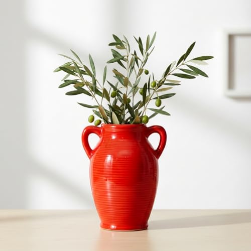 Sunddo Red Ceramic Flower Vase, 8 Inch - color: Red - 8, size: 8 Inch