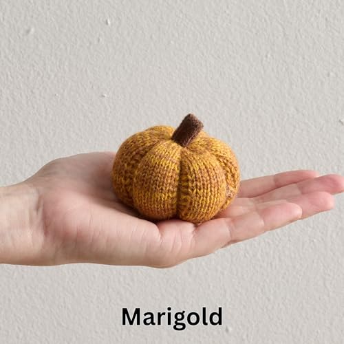 Set of 5 Mini Knit Pumpkins, Sunset Orange Gold Rust (Sunset 2.5 Inch Set) - color: Sunset Set 5